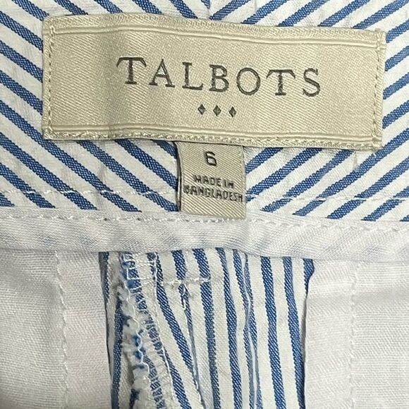 Talbots Women’s Blue And White Pinstripe Petal Pusher Cropped Pant, Size 6 - Picture 4 of 7